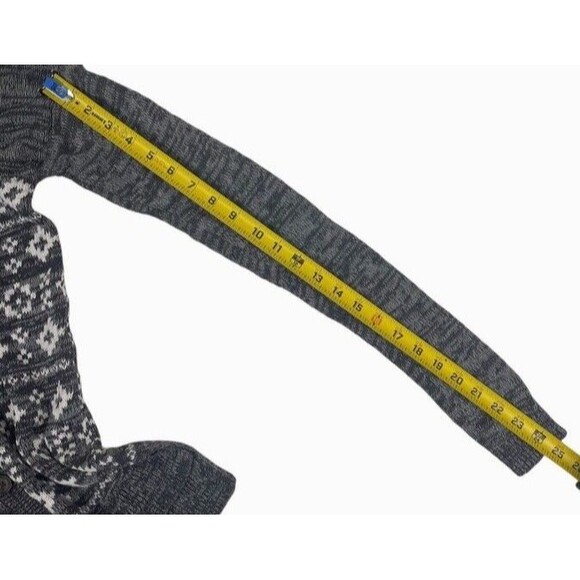 HOLLISTER Fair Isle Nordic Long Gray Button Grandpa Cardigan Sweater Cozy XS - Picture 6 of 9